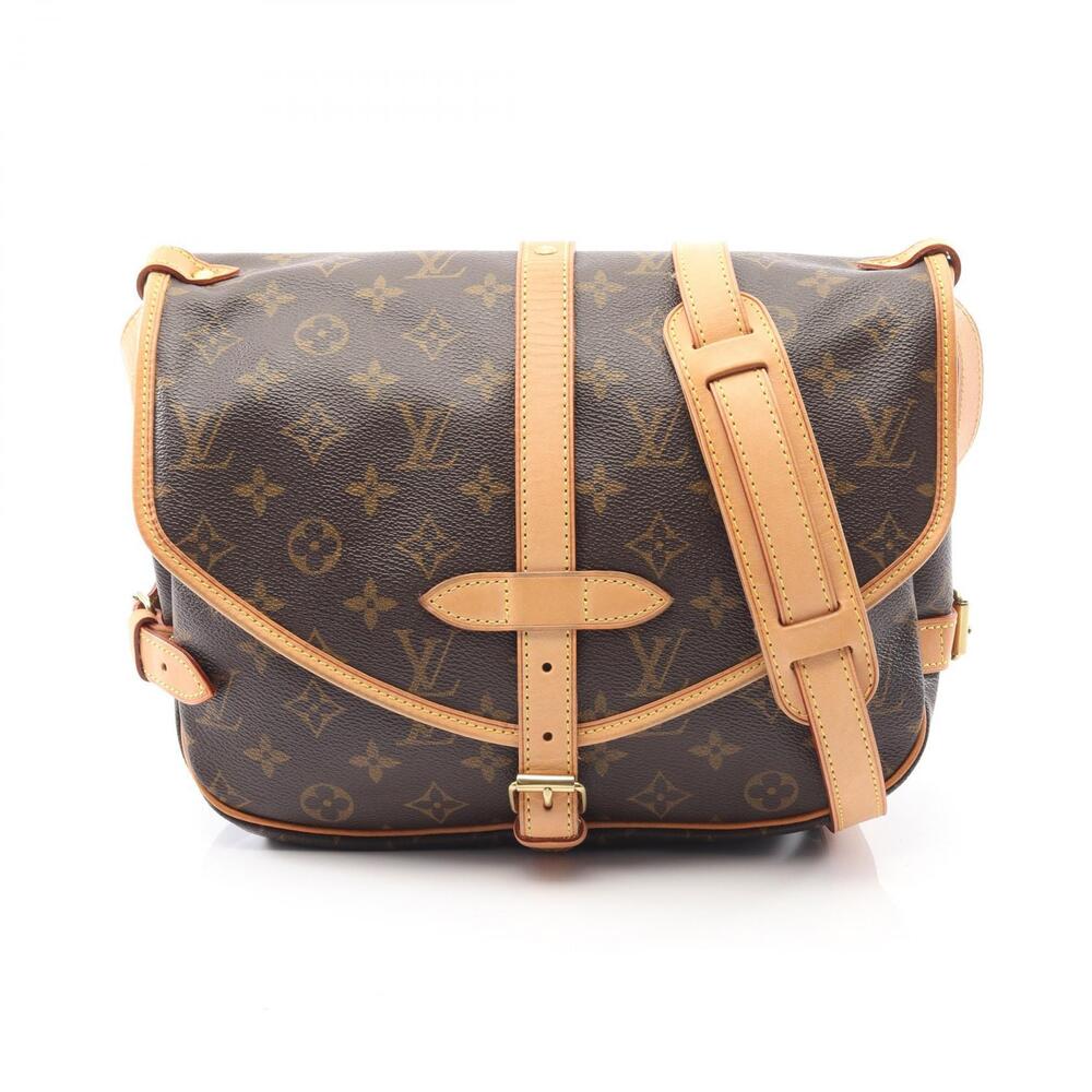 Louis Vuitton Saumur Shoulder Bag Canvas Leather Monogram Brown